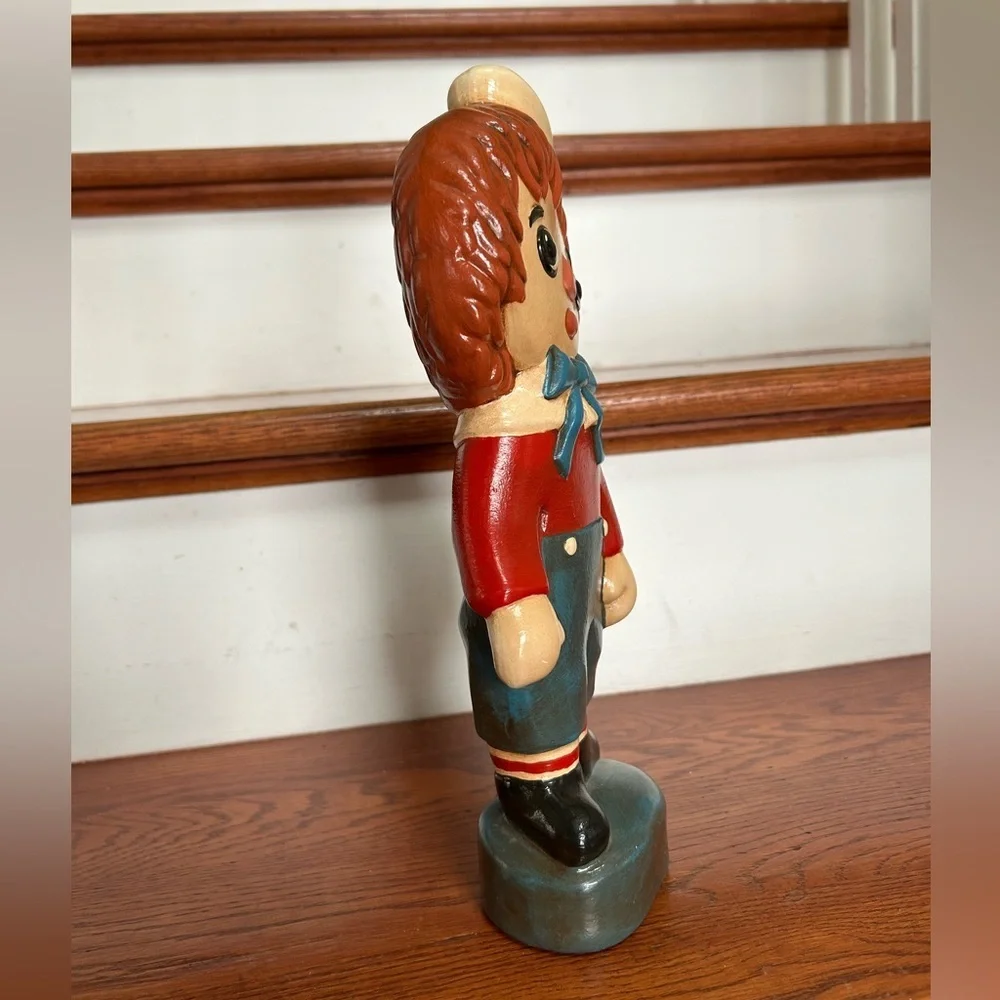 Vintage Raggedy Andy Ceramic Statue 1970s Hand-Painted Figurine 12